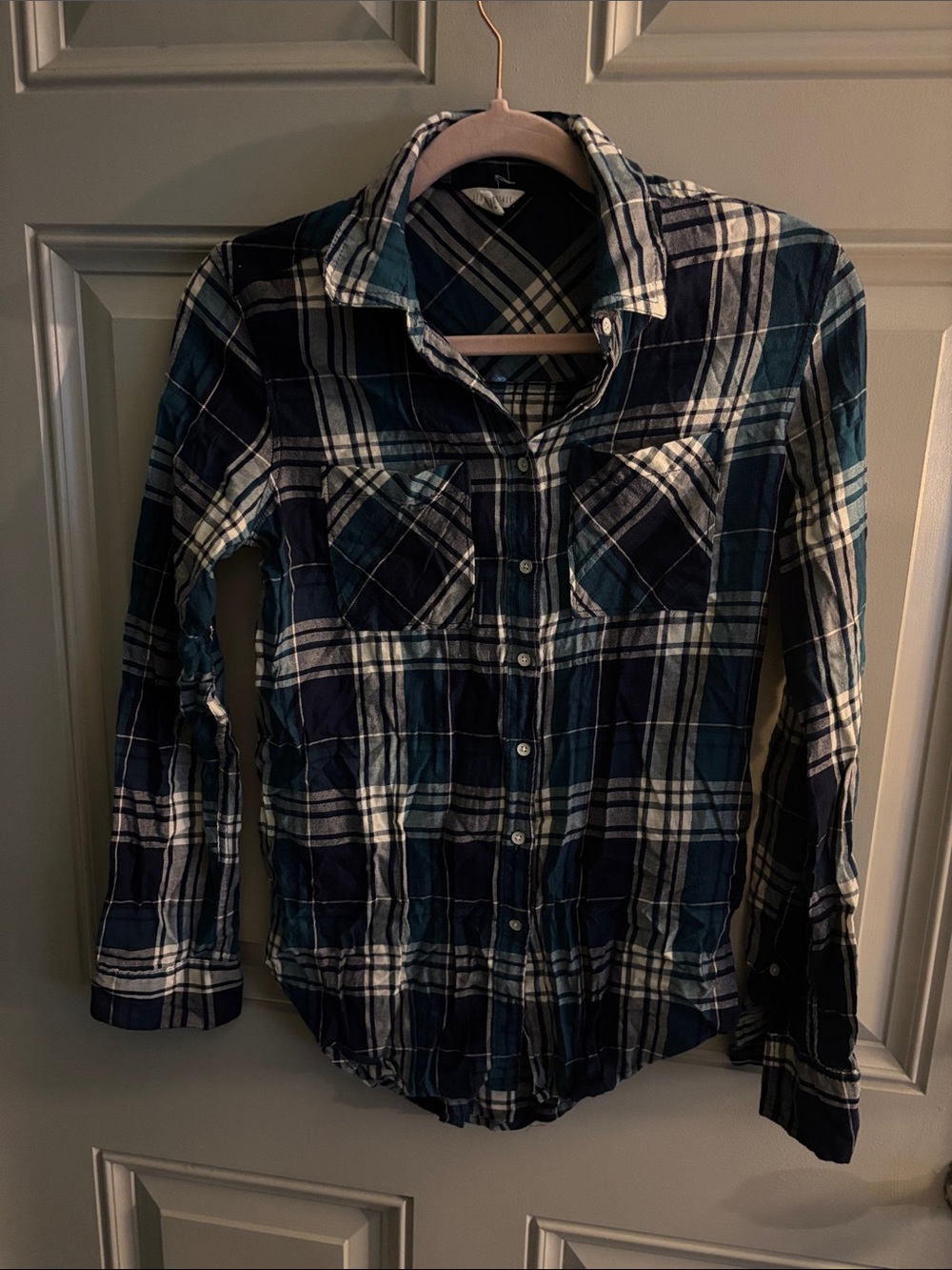 Aeropostale Blue & White Plaid Button-Down Shirt
